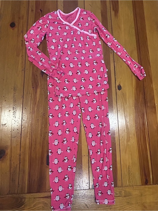 Kickee Pants Other - Sz10 Kickee Pants Pink Penguin Print Long Sleeve Pajama Set